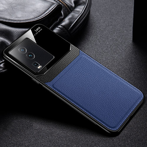 Soft Silicone Gel Leather Snap On Case Cover FL1 for Vivo iQOO Neo7 5G Blue