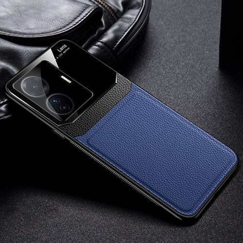 Soft Silicone Gel Leather Snap On Case Cover FL1 for Vivo T1 5G Blue