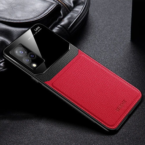 Soft Silicone Gel Leather Snap On Case Cover FL1 for Vivo V21 5G Red