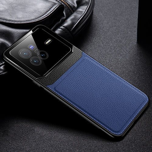 Soft Silicone Gel Leather Snap On Case Cover FL1 for Vivo X80 5G Blue