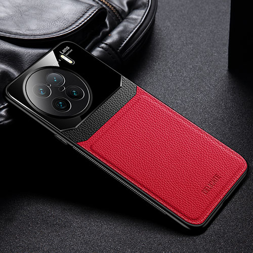 Soft Silicone Gel Leather Snap On Case Cover FL1 for Vivo X90 Pro+ Plus 5G Red