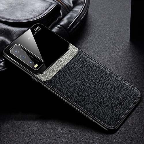 Soft Silicone Gel Leather Snap On Case Cover FL1 for Vivo Y12G Black