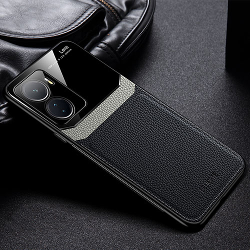 Soft Silicone Gel Leather Snap On Case Cover FL1 for Vivo Y16 Black