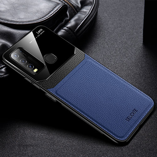 Soft Silicone Gel Leather Snap On Case Cover FL1 for Vivo Y50 Blue