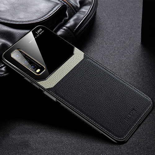 Soft Silicone Gel Leather Snap On Case Cover FL1 for Vivo Y70S 5G Black