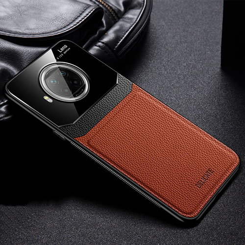 Soft Silicone Gel Leather Snap On Case Cover FL1 for Xiaomi Mi 10i 5G Brown