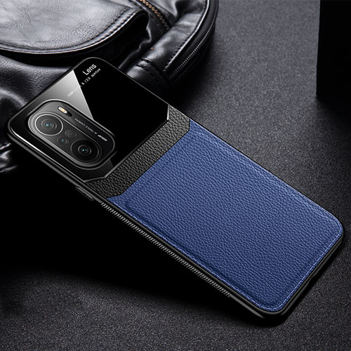 Soft Silicone Gel Leather Snap On Case Cover FL1 for Xiaomi Poco F3 5G Blue
