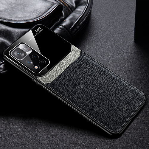 Soft Silicone Gel Leather Snap On Case Cover FL1 for Xiaomi Poco M4 Pro 5G Black