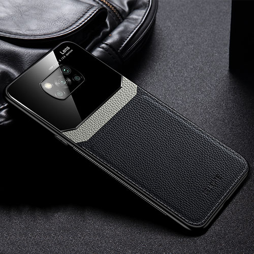 Soft Silicone Gel Leather Snap On Case Cover FL1 for Xiaomi Poco X3 Black