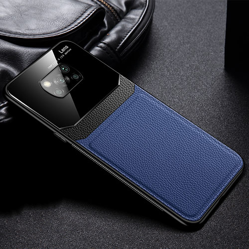 Soft Silicone Gel Leather Snap On Case Cover FL1 for Xiaomi Poco X3 Blue