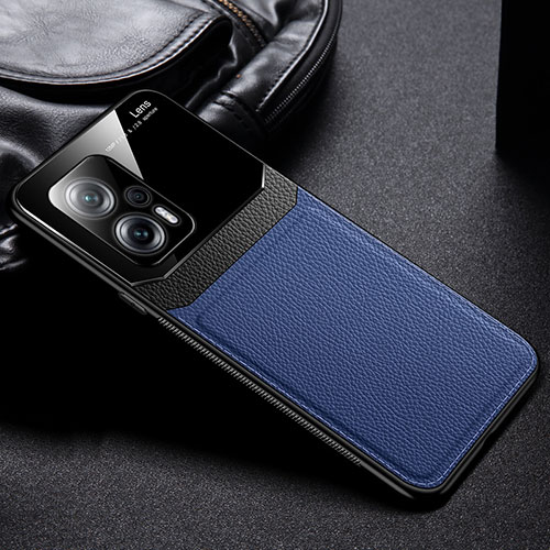 Soft Silicone Gel Leather Snap On Case Cover FL1 for Xiaomi Poco X4 GT 5G Blue