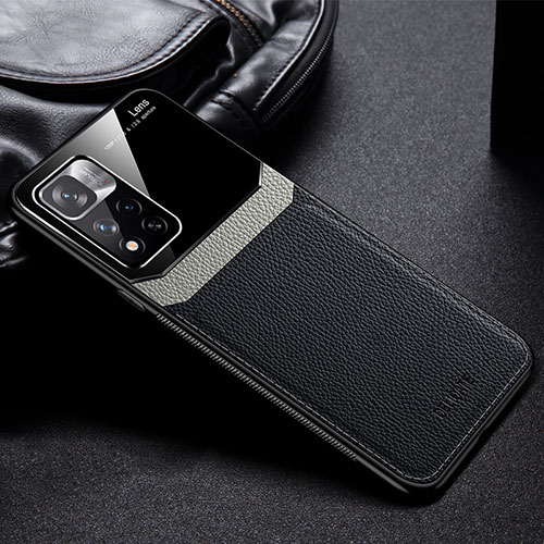 Soft Silicone Gel Leather Snap On Case Cover FL1 for Xiaomi Poco X4 NFC Black