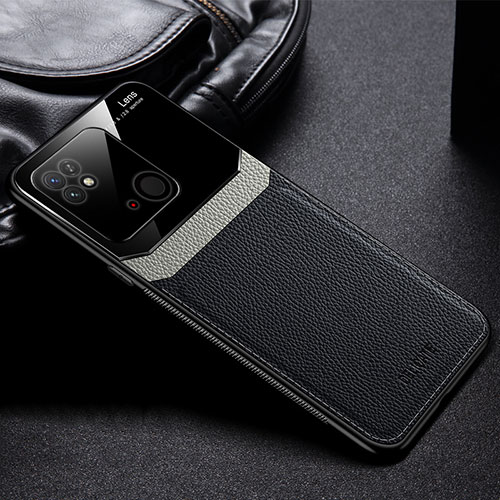 Soft Silicone Gel Leather Snap On Case Cover FL1 for Xiaomi Redmi 10 India Black