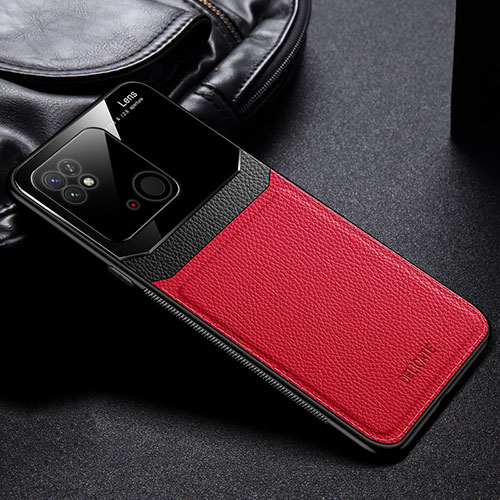 Soft Silicone Gel Leather Snap On Case Cover FL1 for Xiaomi Redmi 10 India Red