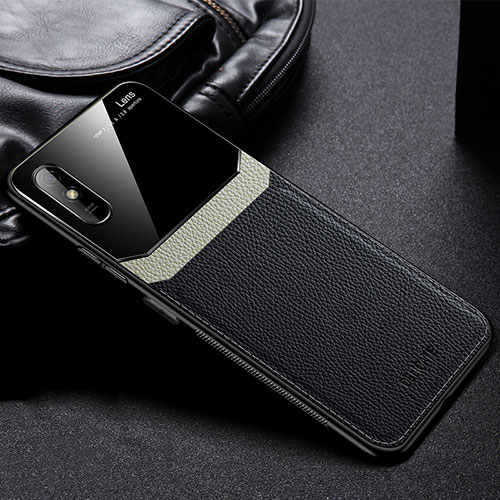 Soft Silicone Gel Leather Snap On Case Cover FL1 for Xiaomi Redmi 9i Black