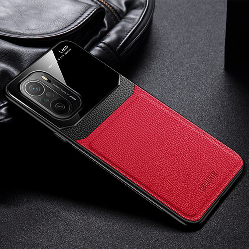 Soft Silicone Gel Leather Snap On Case Cover FL1 for Xiaomi Redmi K40 5G Red