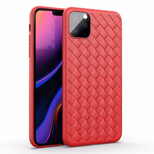 Soft Silicone Gel Leather Snap On Case Cover for Apple iPhone 11 Pro Red