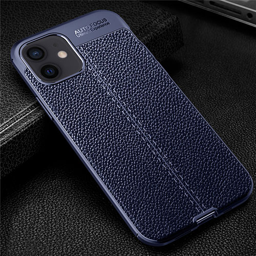 Soft Silicone Gel Leather Snap On Case Cover for Apple iPhone 12 Mini Blue