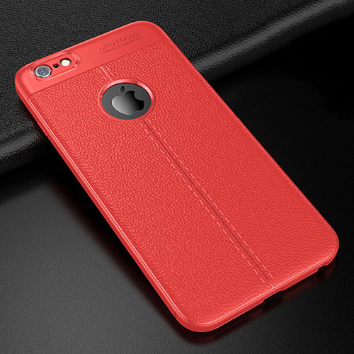 Soft Silicone Gel Leather Snap On Case Cover for Apple iPhone 6 Plus Red