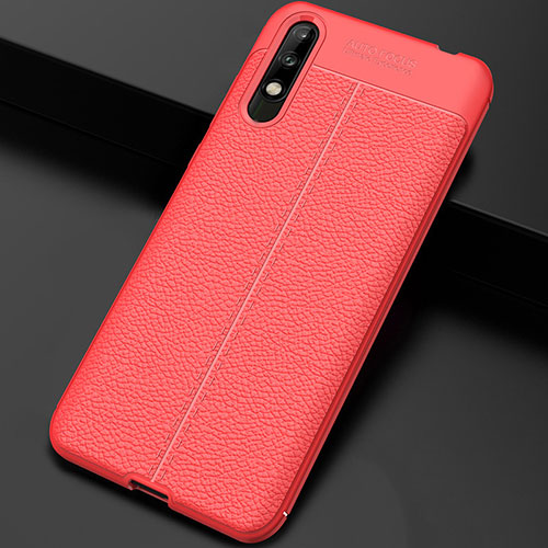 Soft Silicone Gel Leather Snap On Case Cover for Huawei Enjoy 10 Red