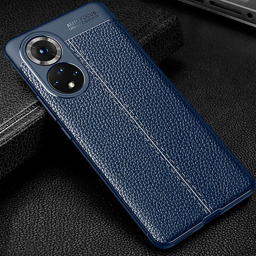 Soft Silicone Gel Leather Snap On Case Cover for Huawei Honor 50 5G Blue