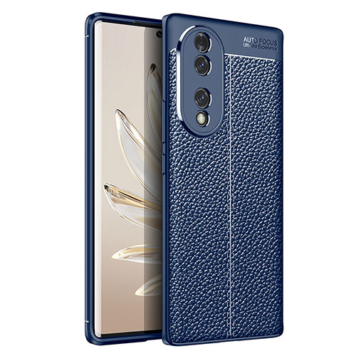 Soft Silicone Gel Leather Snap On Case Cover for Huawei Honor 70 5G Blue