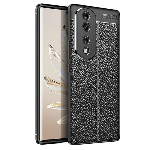 Soft Silicone Gel Leather Snap On Case Cover for Huawei Honor 70 Pro+ Plus 5G Black