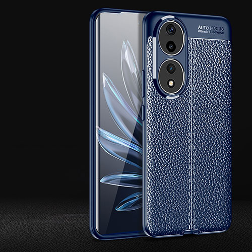 Soft Silicone Gel Leather Snap On Case Cover for Huawei Honor 90 5G Blue