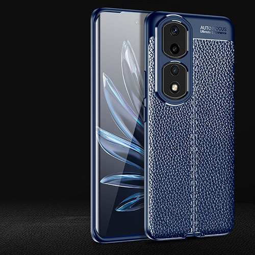 Soft Silicone Gel Leather Snap On Case Cover for Huawei Honor 90 Pro 5G Blue