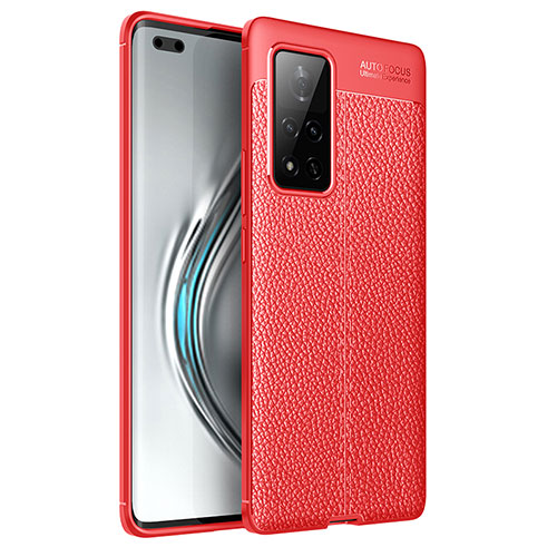 Soft Silicone Gel Leather Snap On Case Cover for Huawei Honor V40 5G Red