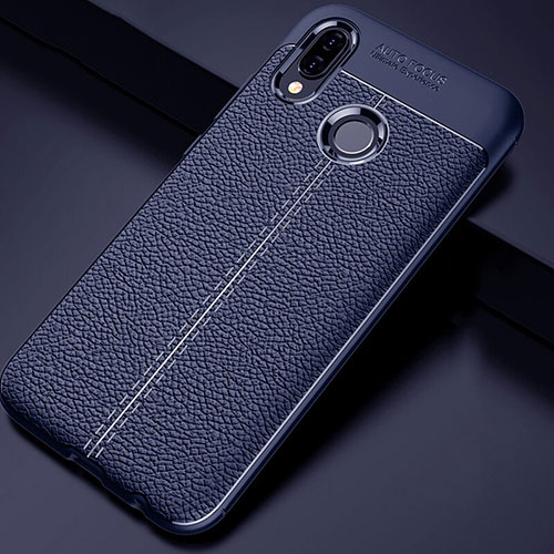 Soft Silicone Gel Leather Snap On Case Cover for Huawei P Smart+ Plus Blue