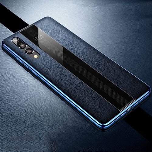 Soft Silicone Gel Leather Snap On Case Cover for Huawei P20 Pro Blue