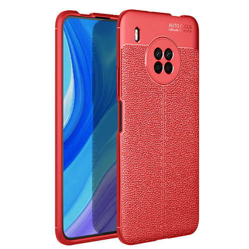 Soft Silicone Gel Leather Snap On Case Cover for Huawei Y9a Red