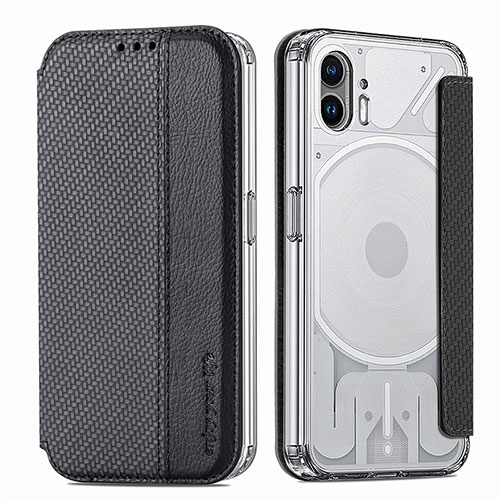 Soft Silicone Gel Leather Snap On Case Cover for Nothing Phone 2 Black