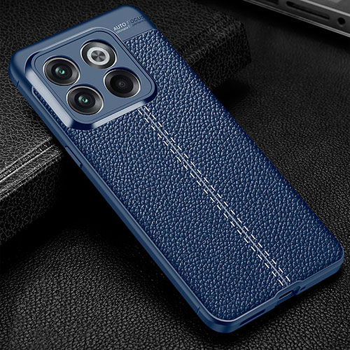 Soft Silicone Gel Leather Snap On Case Cover for OnePlus 10T 5G Blue