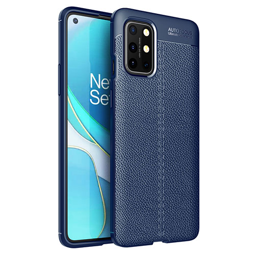 Soft Silicone Gel Leather Snap On Case Cover for OnePlus 8T 5G Blue