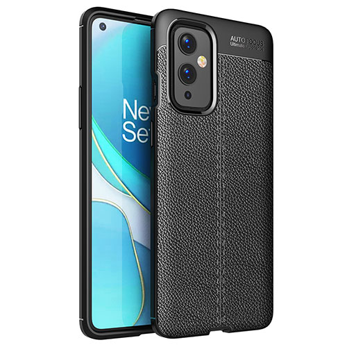 Soft Silicone Gel Leather Snap On Case Cover for OnePlus 9 5G Black