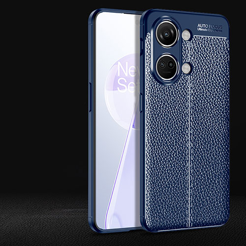 Soft Silicone Gel Leather Snap On Case Cover for OnePlus Ace 2V 5G Blue