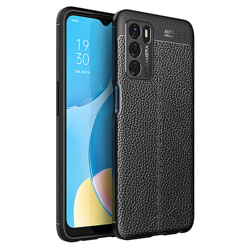 Soft Silicone Gel Leather Snap On Case Cover for Oppo A16 Black