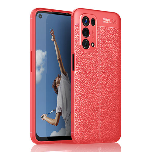 Soft Silicone Gel Leather Snap On Case Cover for Oppo A74 5G Red
