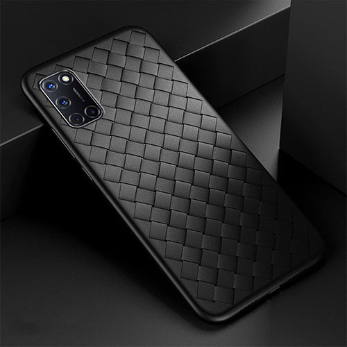 Soft Silicone Gel Leather Snap On Case Cover for Oppo A92 Black