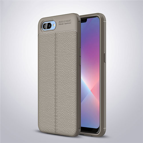 Soft Silicone Gel Leather Snap On Case Cover for Oppo AX5 Gray