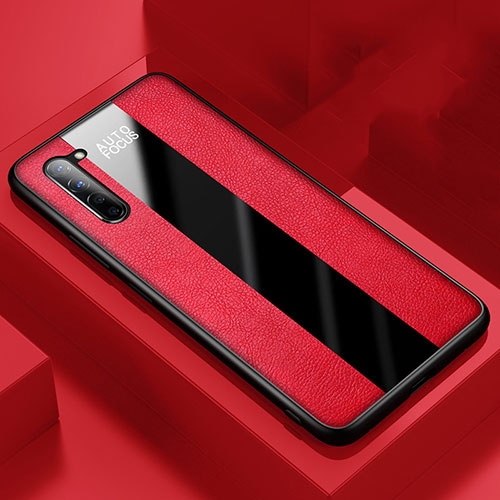 Soft Silicone Gel Leather Snap On Case Cover for Oppo F15 Red