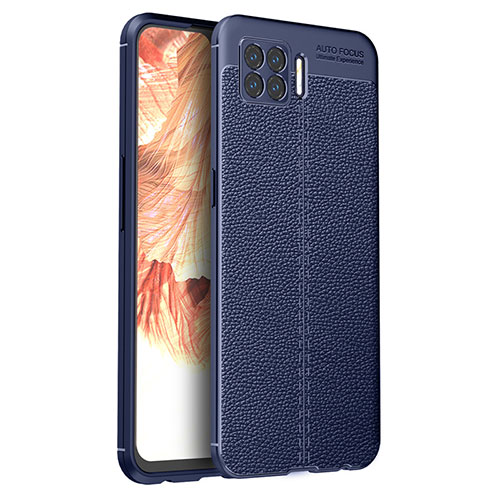 Soft Silicone Gel Leather Snap On Case Cover for Oppo F17 Blue