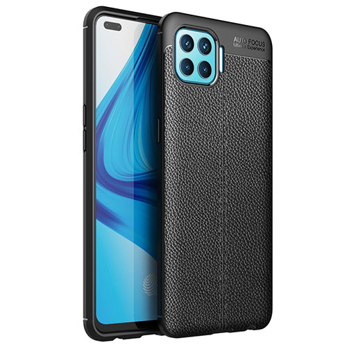 Soft Silicone Gel Leather Snap On Case Cover for Oppo F17 Pro Black