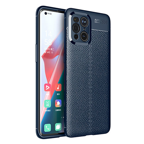Soft Silicone Gel Leather Snap On Case Cover for Oppo Find X3 Pro 5G Blue