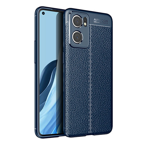 Soft Silicone Gel Leather Snap On Case Cover for Oppo Find X5 Lite 5G Blue