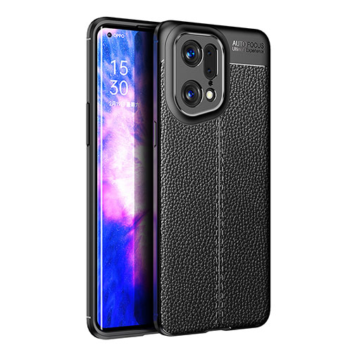 Soft Silicone Gel Leather Snap On Case Cover for Oppo Find X5 Pro 5G Black