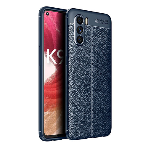 Soft Silicone Gel Leather Snap On Case Cover for Oppo K9 Pro 5G Blue