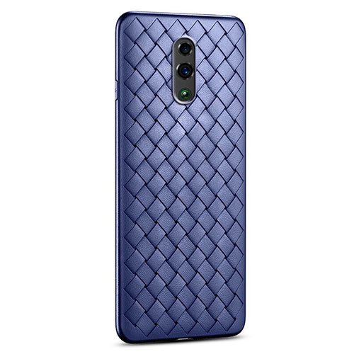 Soft Silicone Gel Leather Snap On Case Cover for Oppo Reno Blue